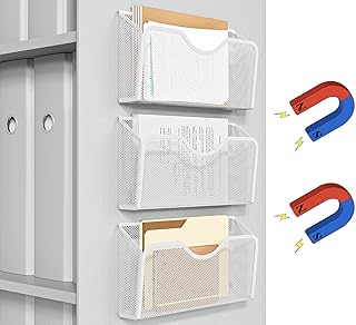 JANE EYRE Magnetic File Holder - 3PCS Paper File Mail Organizer No Drilling Magazine Paper Document Organizer for Cabinets Office Whiteboard