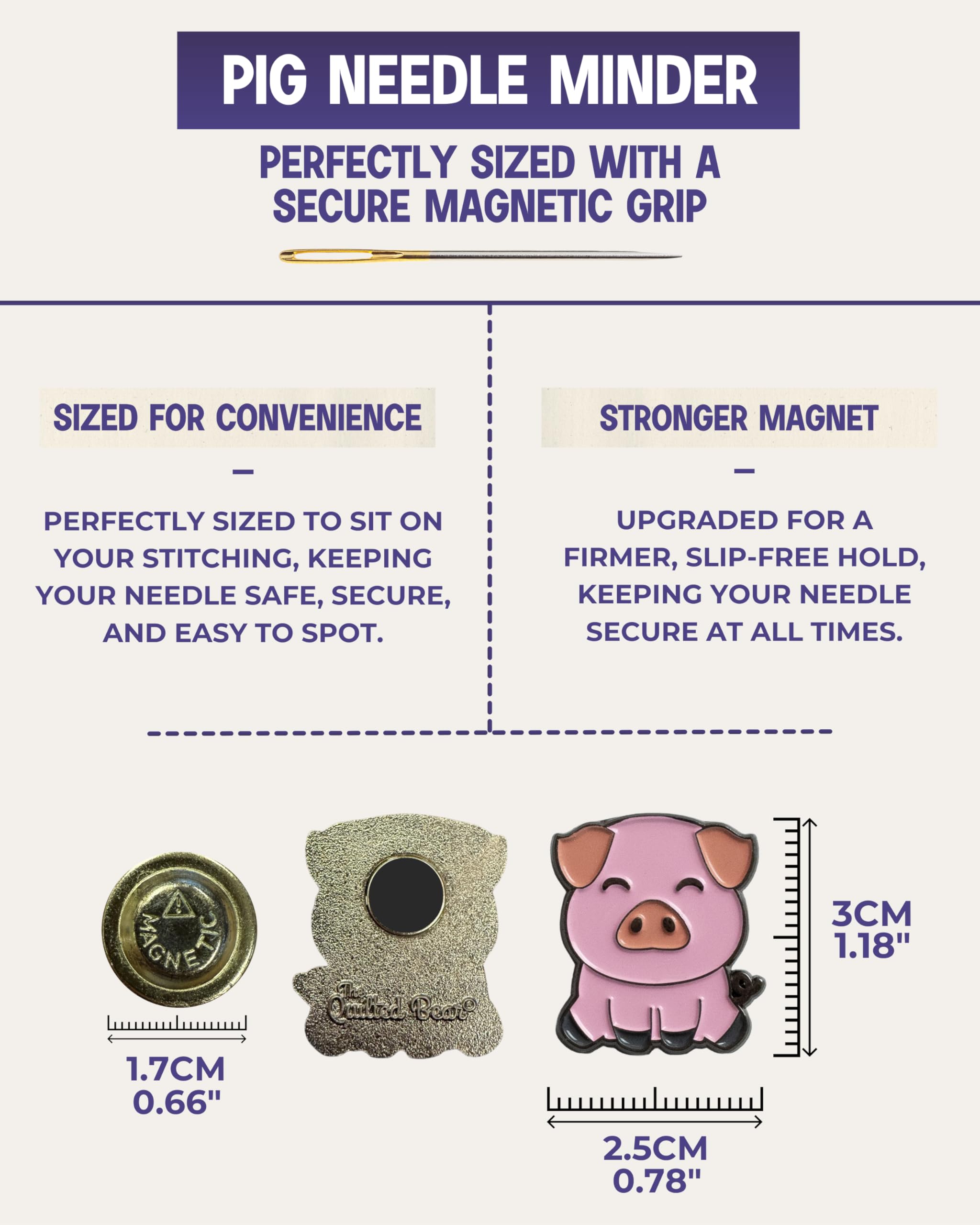 The Quilted Bear Magnetic Needle Minders - Enamel Needle Keeper for Sewing Embroidery & Cross Stitch Accessories - Image 3
