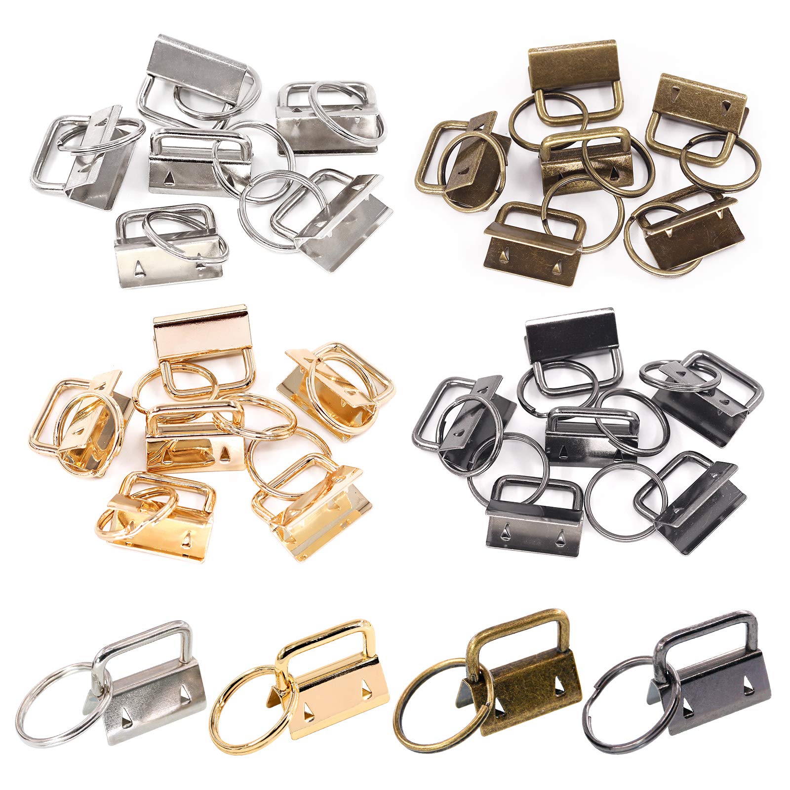 Swpeet 20pcs 25mm Key Fob Hardware 1 Inch for Wristlet Keychain, Mixed Color, 1