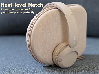 Ginsco Case Compatible with JBL Tune 510BT/520BT/500BT/Junior 320, with Sony WH-CH520/510, Ultra-Slim Hard Shell Headphone Case for On Ear Headphones (Beige)