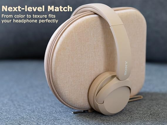 Ginsco Case Compatible with JBL Tune 510BT/520BT/500BT/Junior 320, with Sony WH-CH520/510, Ultra-Slim Hard Shell Headphone Case for On Ear Headphones (Beige)
