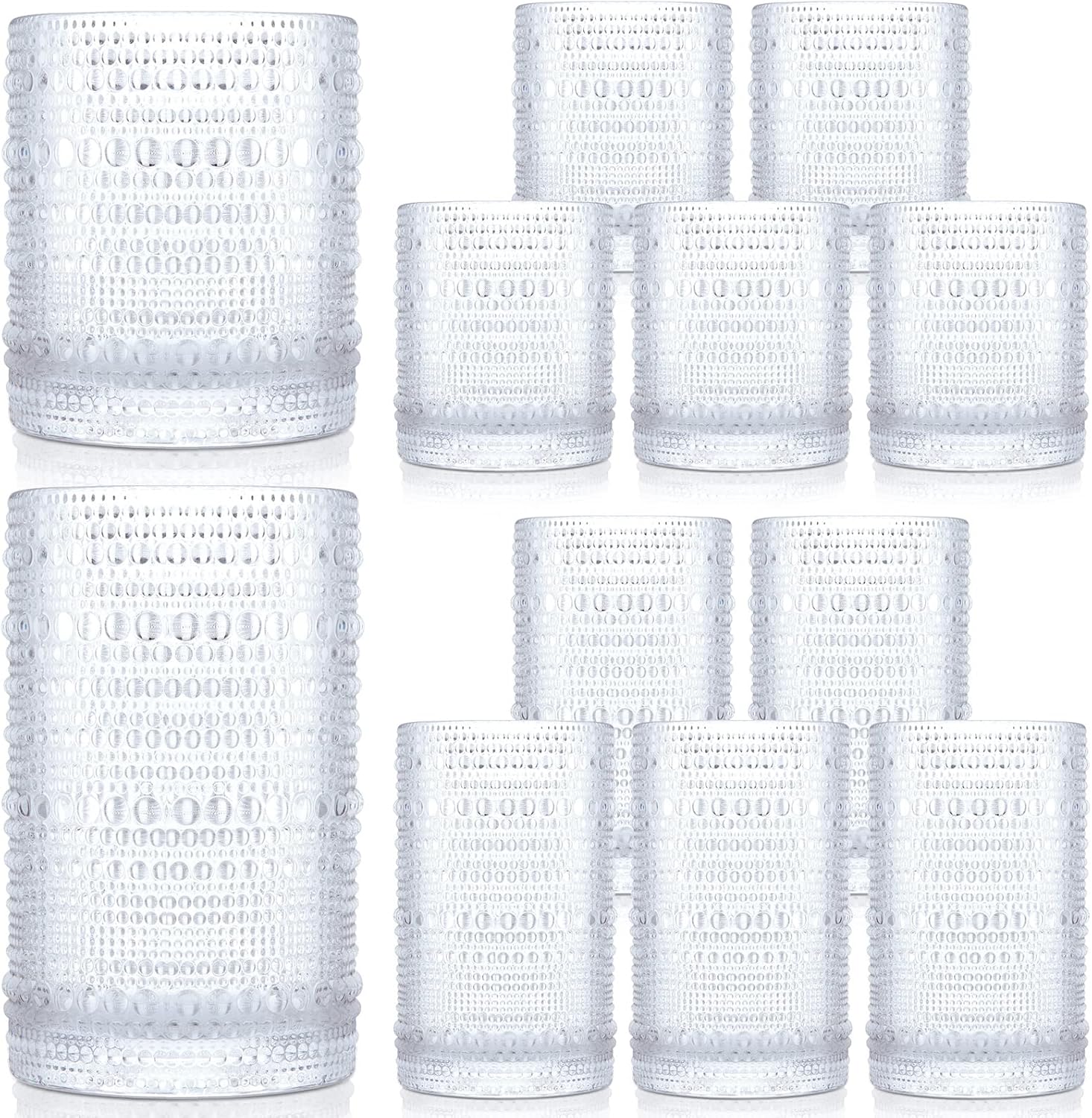 Nuanchu Hobnail Drinking Glasses 11 oz 14 oz Vintage Glassware Hobnail Glassware