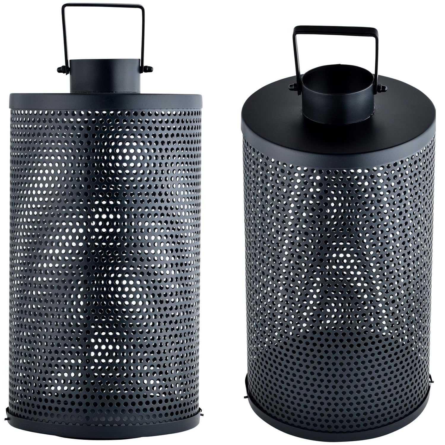 3er Set Skandinavische Laterne Ninda edel aus Metall in Schwarz 40 cm
