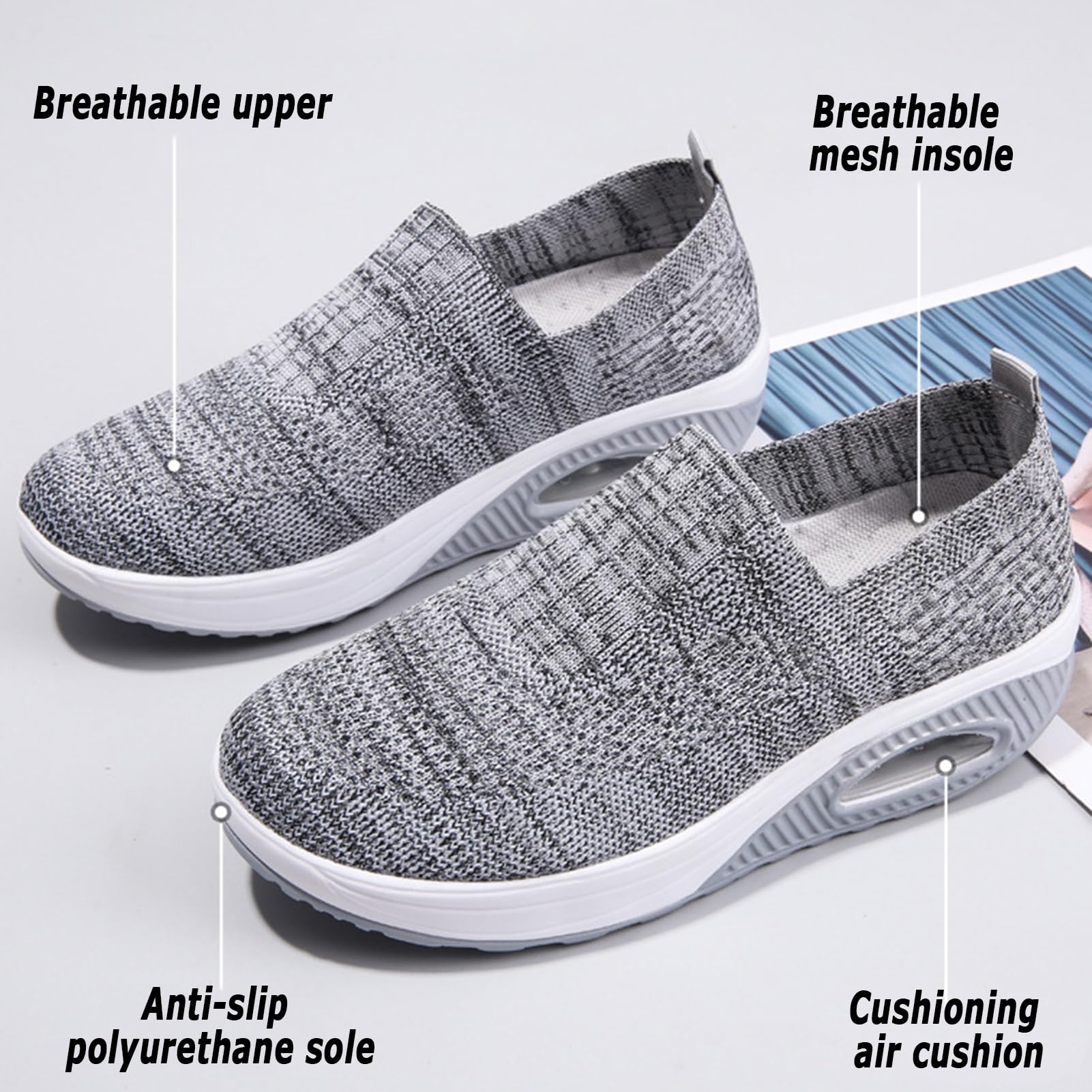 Scarpe Diabetici Uomo Donna Calzatura Sportive Traspiranti Calzatura Casual Antiscivolo Scarpa Plateau Comode Scarpe Slip-on alla Moda Calzatura Passeggio Scarpa alla Moda Esterni