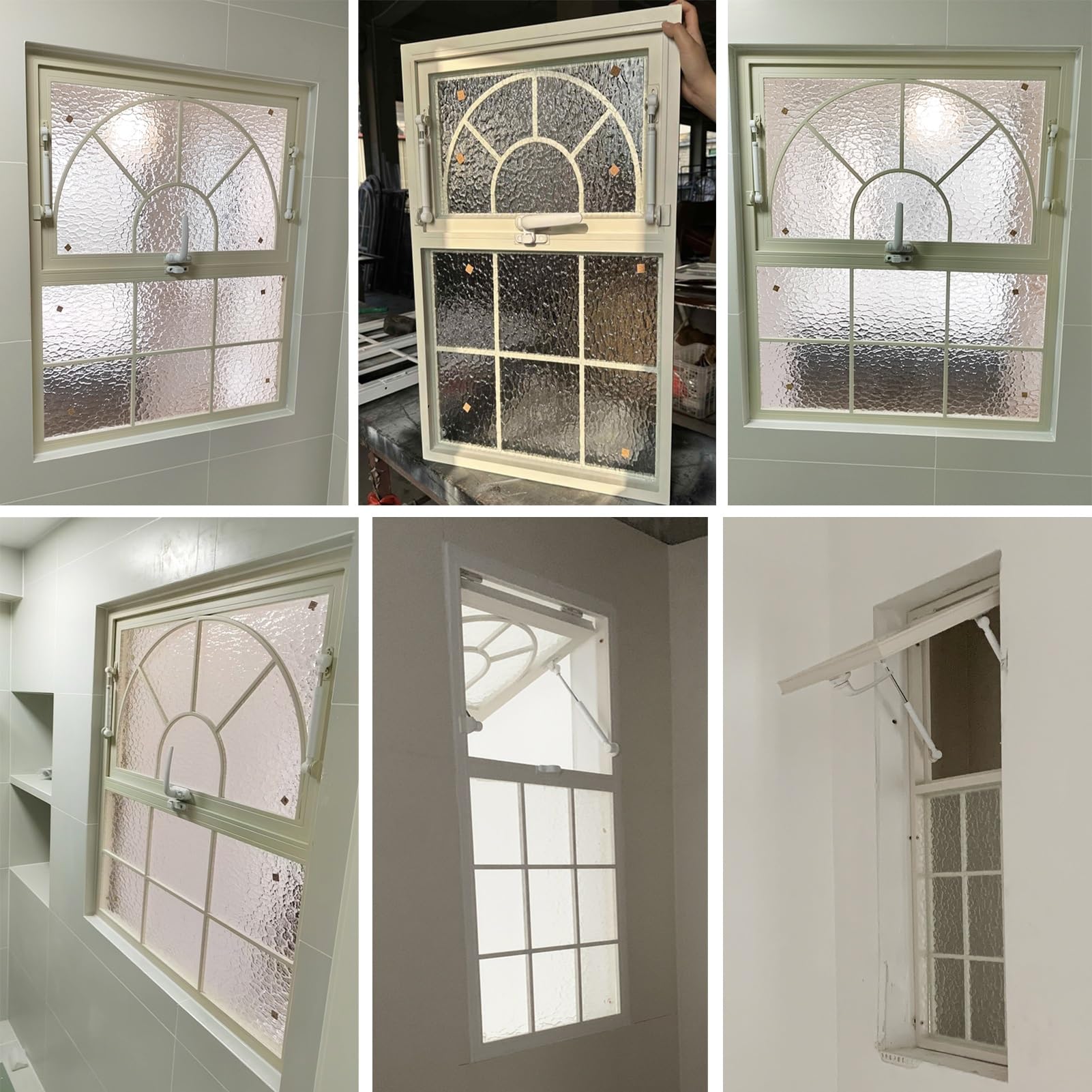 Vibeo Finestra Finestra Decorativa Francese con Telaio Beige, Finestre a Ghigliottina con Finestra Inferiore Fissa e Finestra Superiore Apribile, Finestre in Alluminio per Case(18x28in/46x71cm)