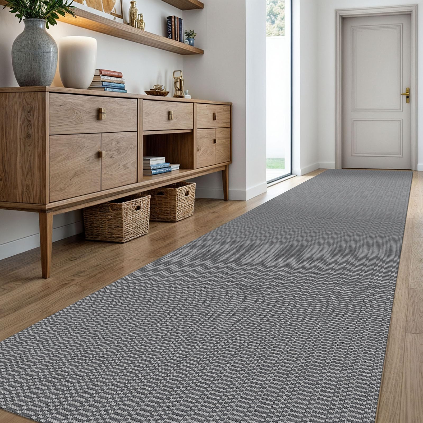 KOZYFLY 3x18 Runner Rug, Washable Non Slip Long Kitchen Hallway Rug, Grey โ image 1