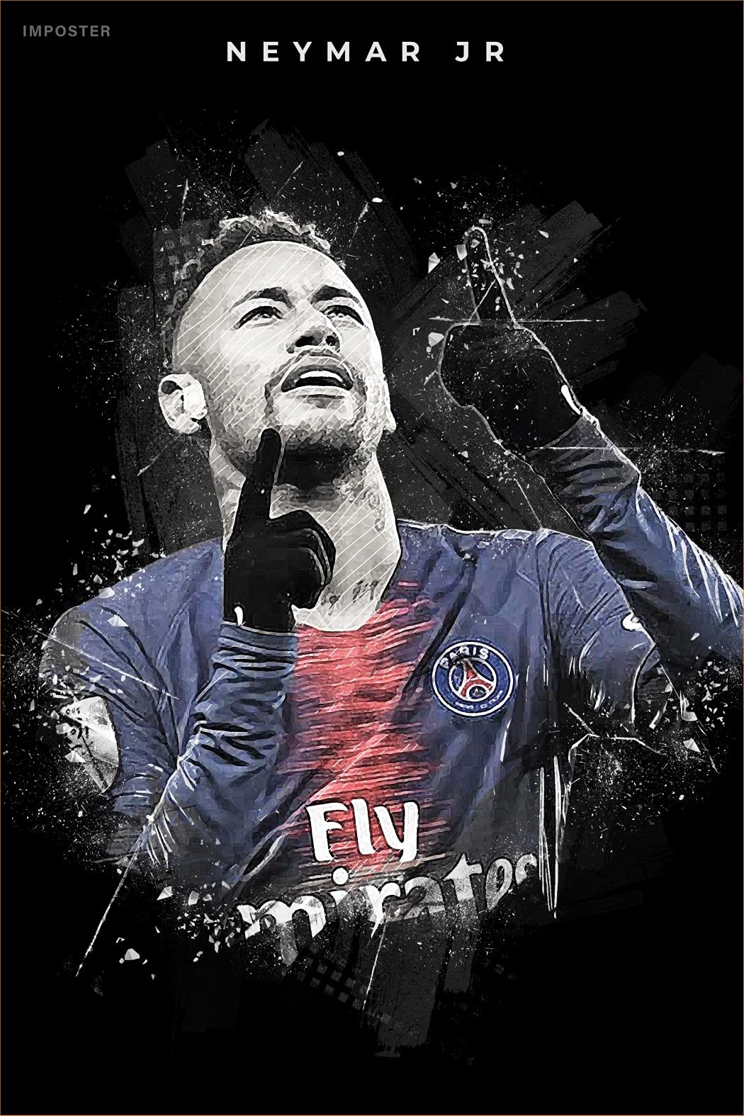IMPOSTER Neymar Jr. Football Poster - PSG | Brazil National Team - Exclusive Artwork Collection | 300GSM Paper, No Frame, No Sticker, 12x18 inches, Design 11