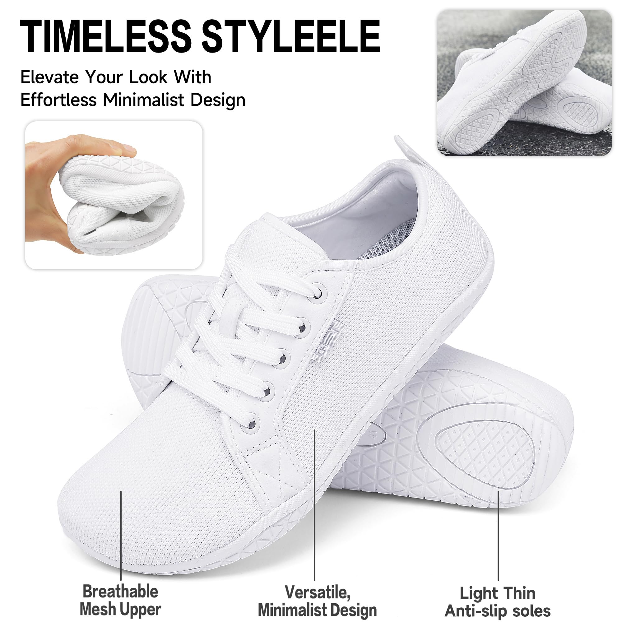Geweo Barfuss Schuhe Damen Herren Barfußschuhe Sneaker Breite Walking Trail Laufschuhe Minimalistische Zero Drop Sohle Fitness Knit Unisex Breite rutschfest Zehenschuhe Freizeit | Walking Schuhe Breite Barfuss Trail Laufschuhe Minimalistische Fitness Unis