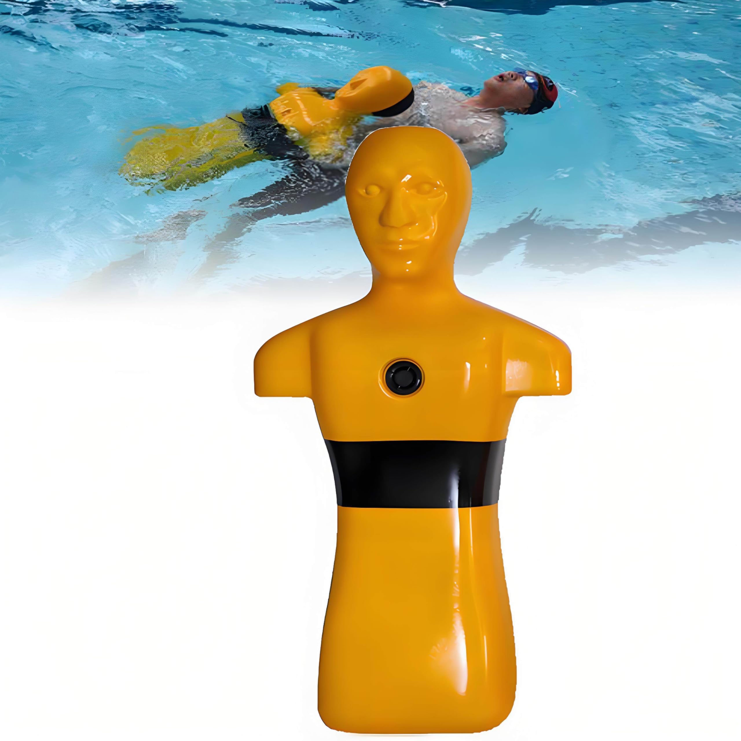 Manichino per Addestramento All'annegamento, Modello per Il Salvataggio in Piscina, Materiale PE Resistente agli Urti, 3 Fori per L'iniezione dell'Acqua Yellow