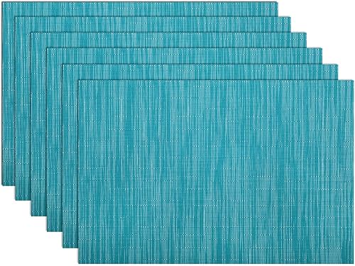 Miniatura 48 de SHACOS - Juego de 4 manteles individuales para mesa de comedor, de vinilo tejido reversible, manteles individuales fáciles de limpiar, Gris