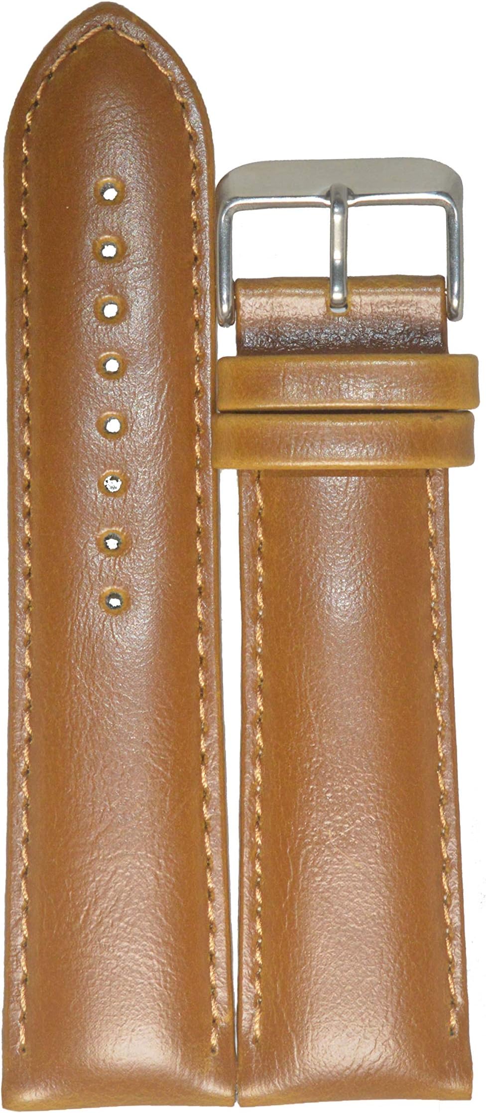 Kolet® 24mm Leather Plain Padded Watch Strap (Beige)