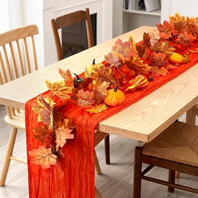 53 PCS Thanksgiving Table Runner Decor Fall Garland Maple Leaf Decorations