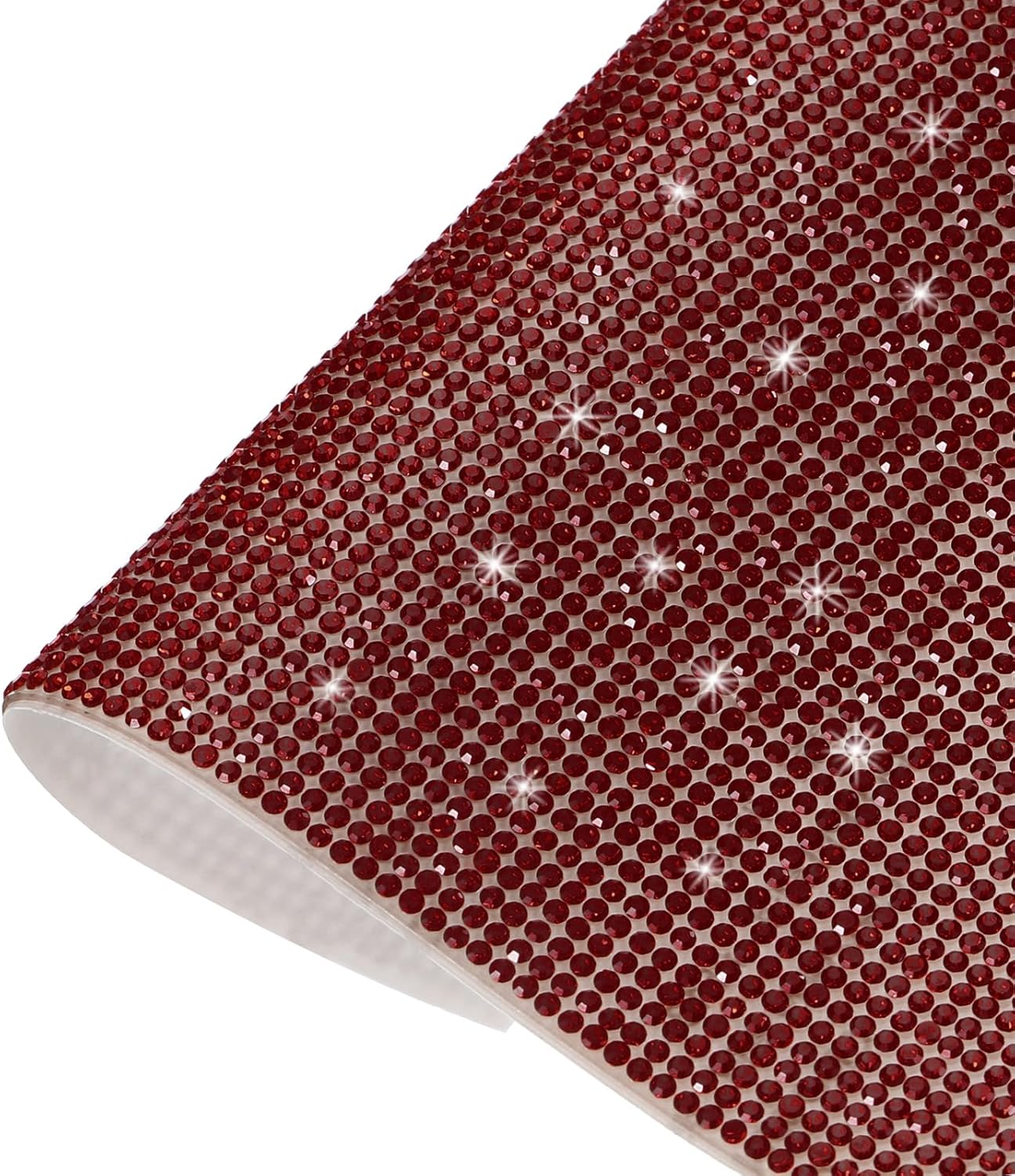 MECCANIXITY Bling Crystal Rhinestone Sheet Self-Adhesive Rhinestone Diamond Gems Sticker 15.75 x 9.44 Inch DIY Car Decoration Sticker for DIY Car Phone Clothing, DIY Craft Dark Red