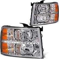 Vista 10 de DNA MOTORING HL-HPL-CSIL07-G2-CH-AM - Faro delantero de doble proyector LED DRL compatible con Chevy Silverado 2007-2014, cromo/ámbar