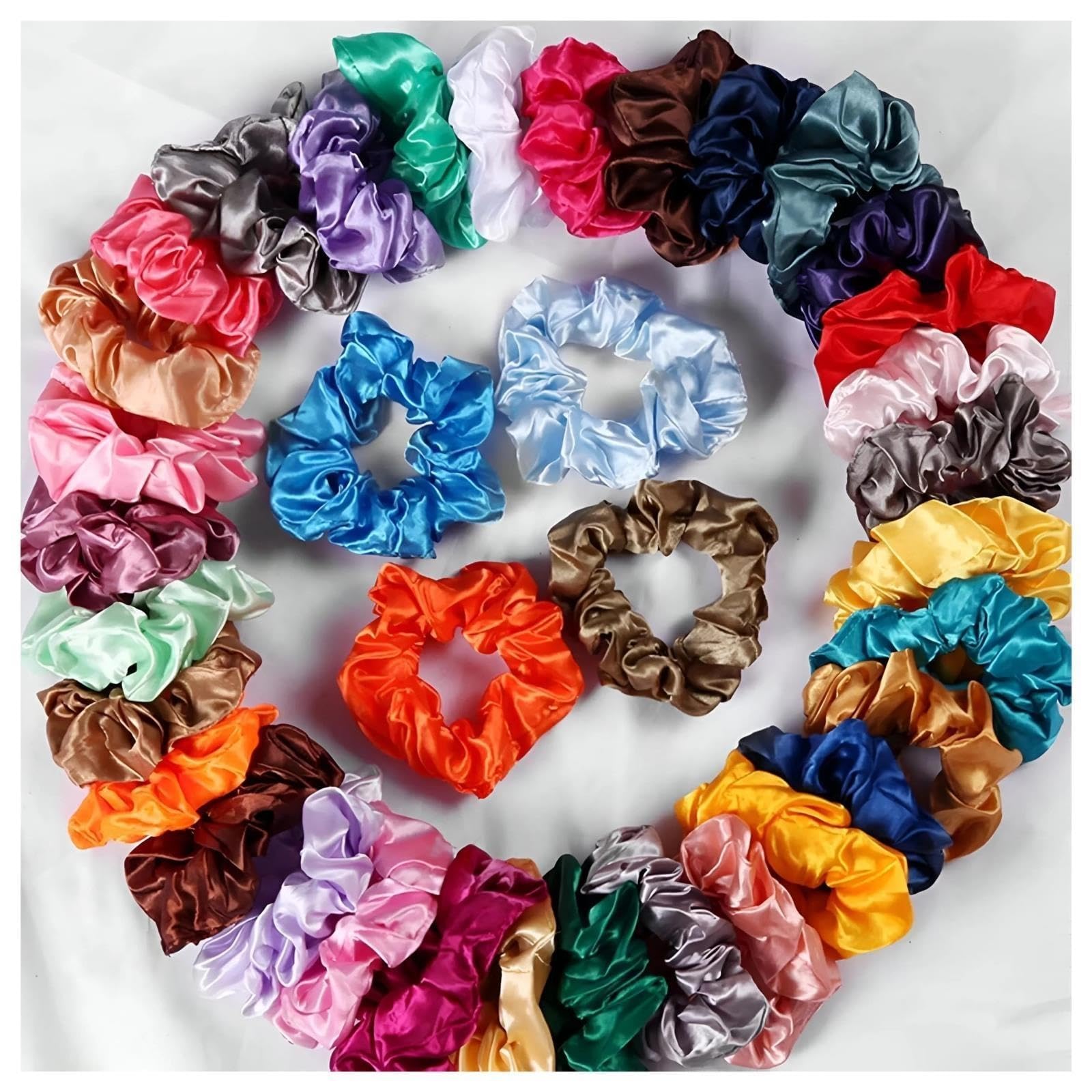40 piezas Gomas for el cabello de seda imitación satinada