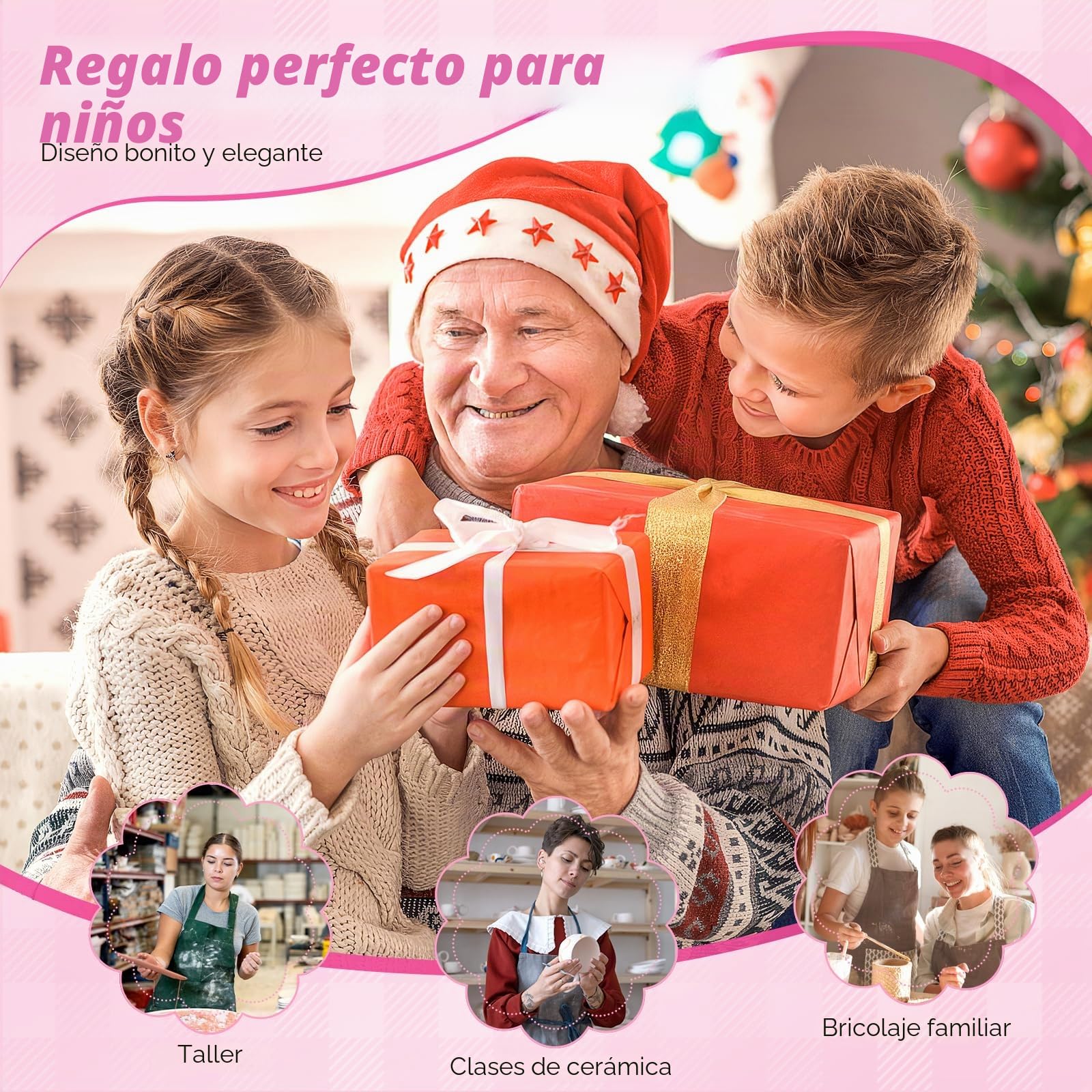 Mini Rueda de Cerámica, 2000RPM Máquina Eléctrica de Cerámica con Lavabo Extraíble de ABS y Placas de 10/6,5 cm y para cerámica de Arcilla, Kit Ceramica para Niños, Adultos Y Principiantes