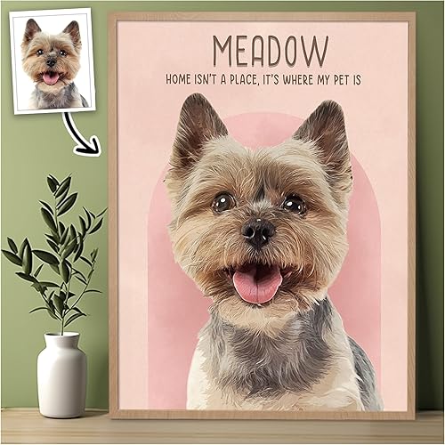 Miniatura 10 de Retrato de mascota personalizado de póster de foto, lienzo de acuarela, lienzo de retrato de perro personalizado, decoración de arte de pared retro,