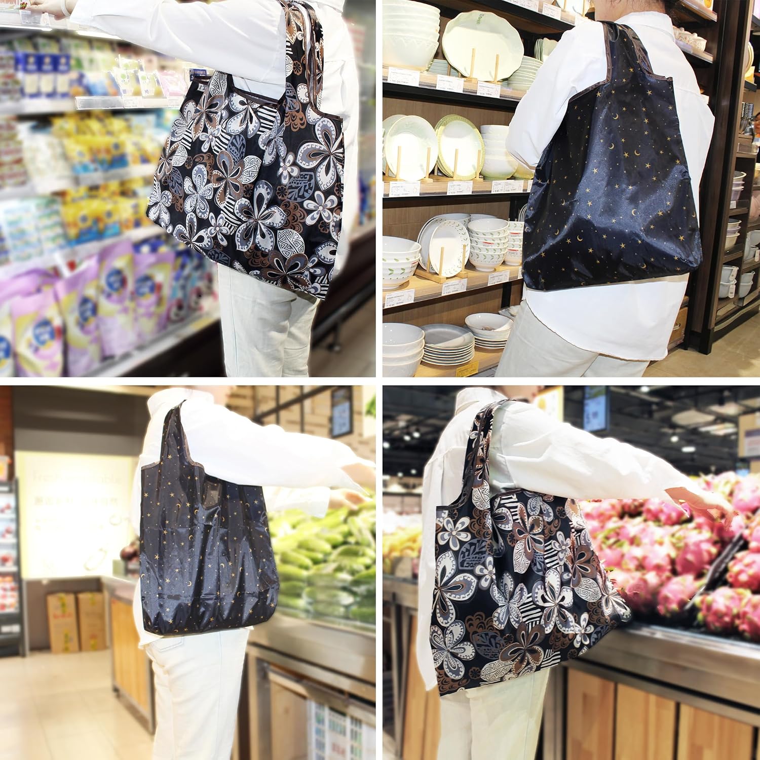 2-Piece reusable grocery bags,shopping bags,grocery bags Reusable Shopping 60+Pounds Capacit, Foldable, image 4