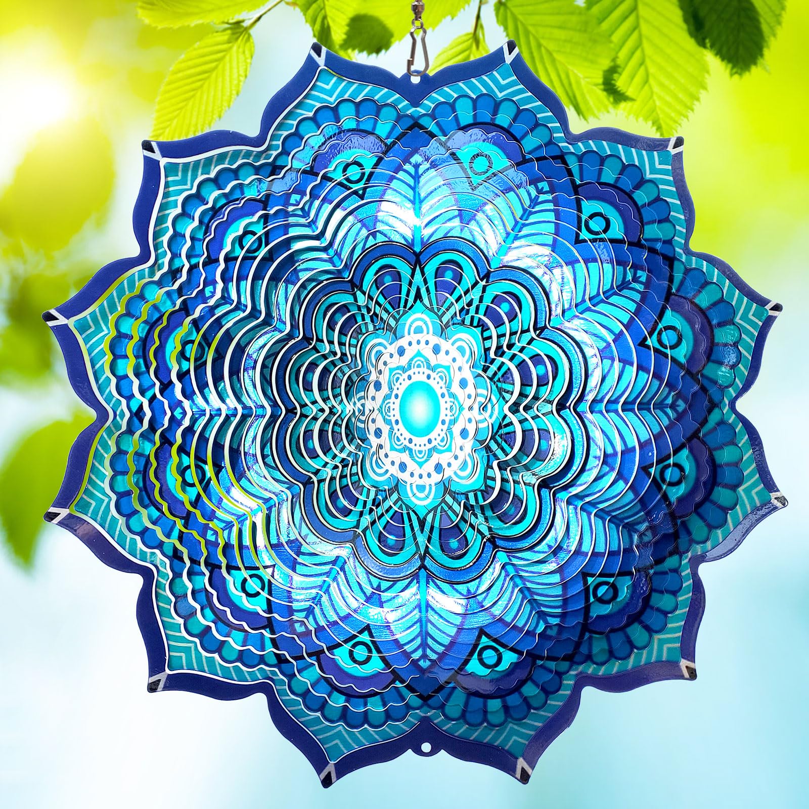 Amazon.com: Goolyrusim Wind Spinner Mandala Rich Blue 12inch 3D