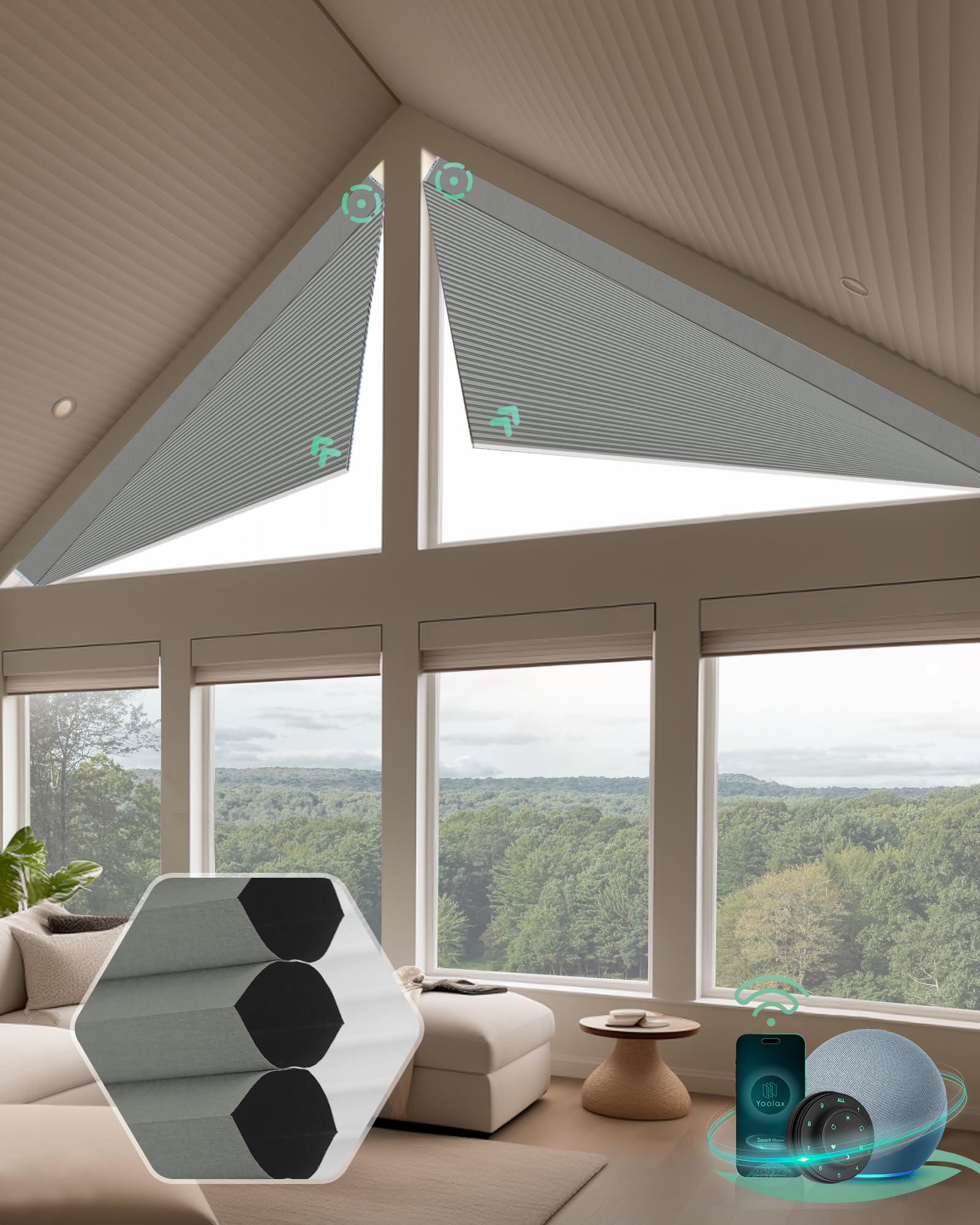 CALMA STORE × NATAL DESIGN POCKET SHADE Amazon.com: Yoolax Smart Cellular Shades, Motorized Triangle
