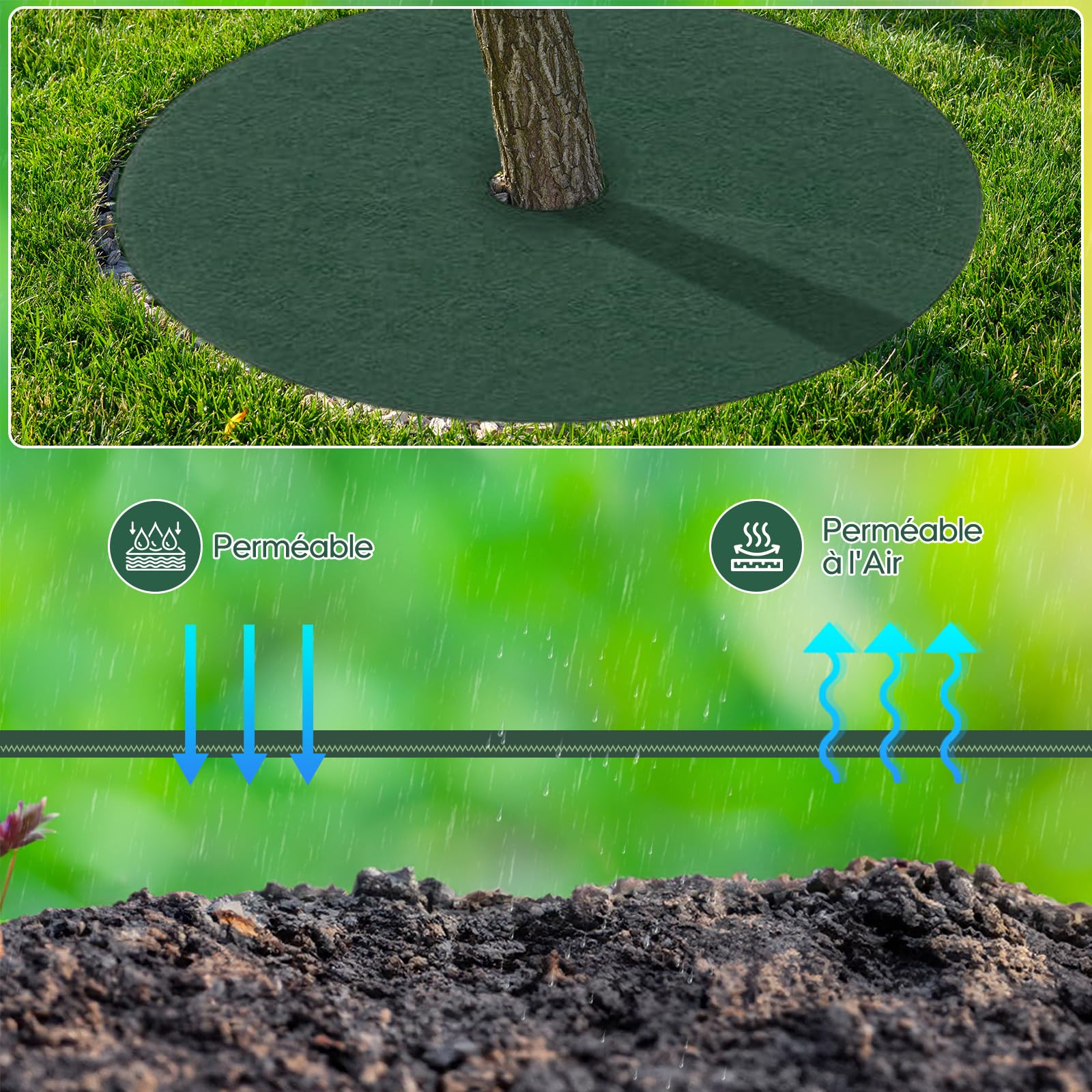 Tapis de Protection pour Arbres Anti-Herbes Diamètre 32cm 10 Pièces