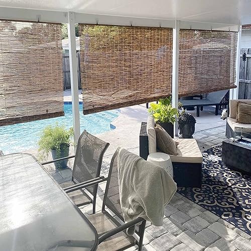 Miniatura 2 de Cortina de varillas enrollables de bambú para patio persianas romanas de bambú sin cordones con 65 de protección UV persianas de ventana filtrantes