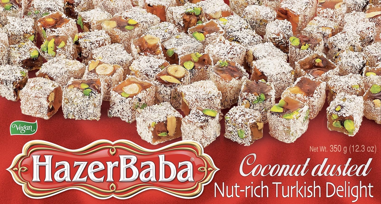 Hazer Baba Coconut Dusted Turkish Delight Sweets with Mixed Nuts- 454g
