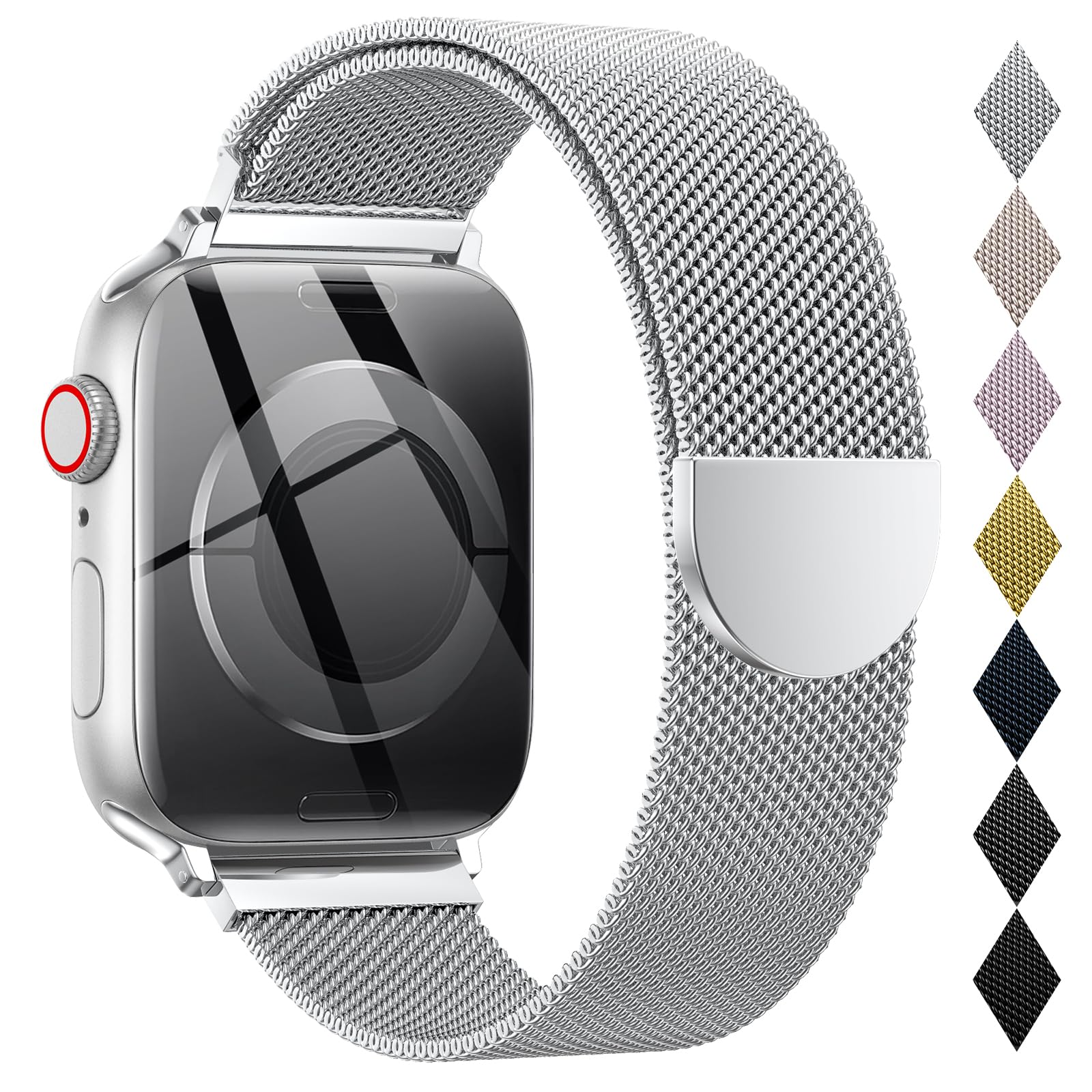 Original Milanese Loop Compatible with Apple Watch Straps 38mm 40mm 41mm 42mm 44mm 45mm 46mm 49mm Women & Men, Magnetic Clasp Adjustable Metal Bands for iWatch Series 11 10 9 8 7 6 5 4 2,Ultra 3,SE 3 — view 14
