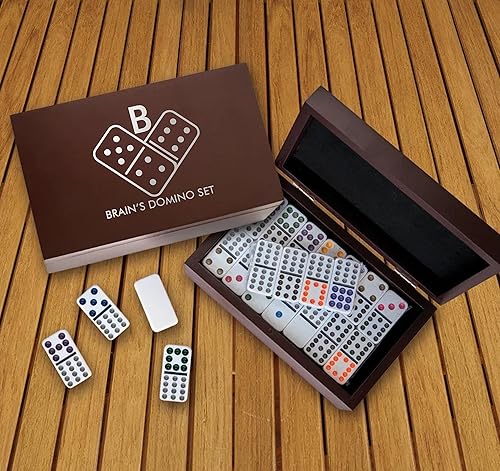 Miniatura 2 de Juego de dominó personalizado con caja grabada personalizada con monograma, regalo personalizado para cumpleaños de papá, jubilación, juego de
