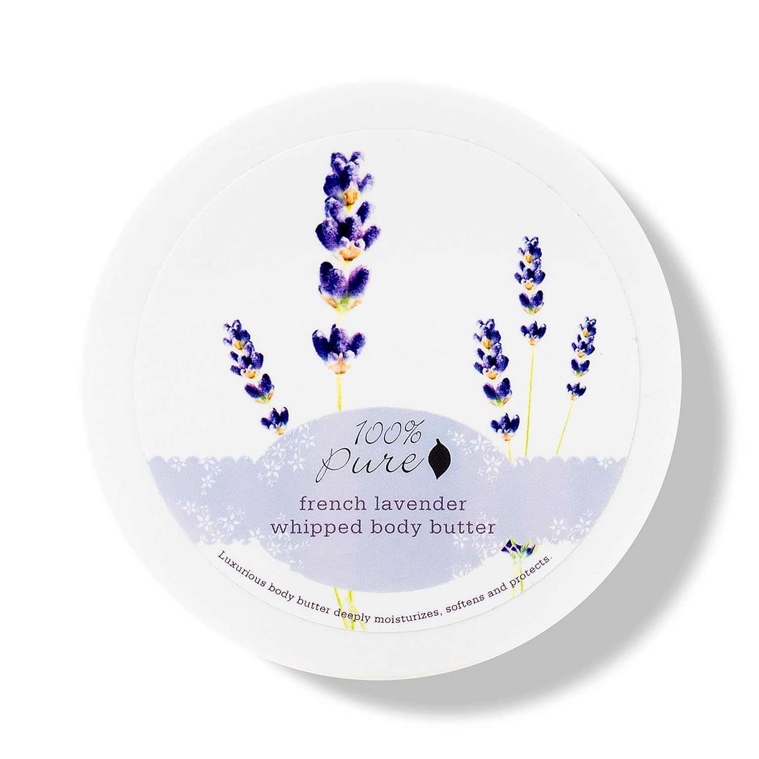 100% PURE French Lavender Whipped Body Butter, Body Lotion for Dry Skin, Made with Shea Butter, Cocoa Butter, Moisturizing Body Cream, Natural Lotion – 3.4 oz 100% PURE French Lavender Whipped Body Butter, Body Lotion for Dry Skin, Made with Shea Butter, Cocoa Butter, Moisturizing Body Cream, Natural Lotion – 3.4 oz