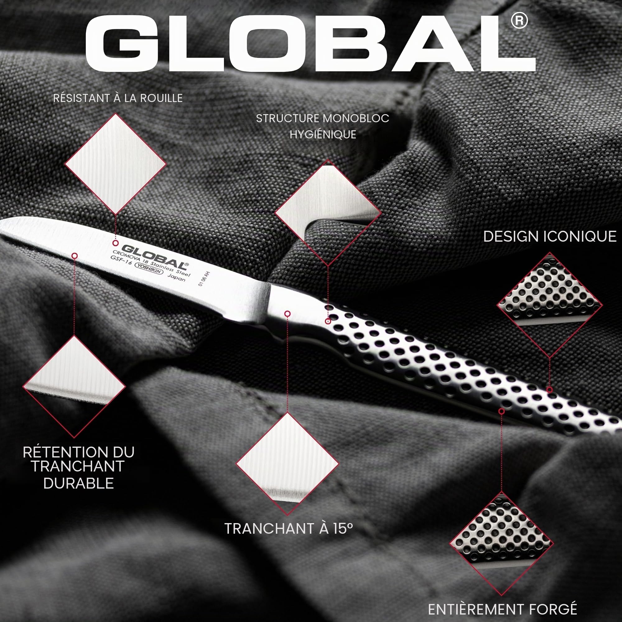 Global GSF-46 Petit couteau à éplucher 8 cm