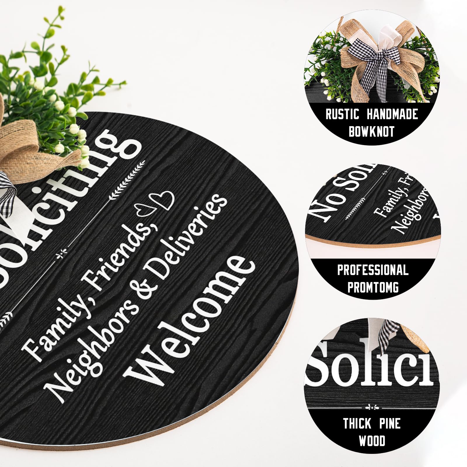 Geroclonup Cartello con scritta No Soliciting per la porta d'ingresso della casa, decorazione divertente, cartello rustico in legno da appendere senza sollecitare il cartello per il portico di casa