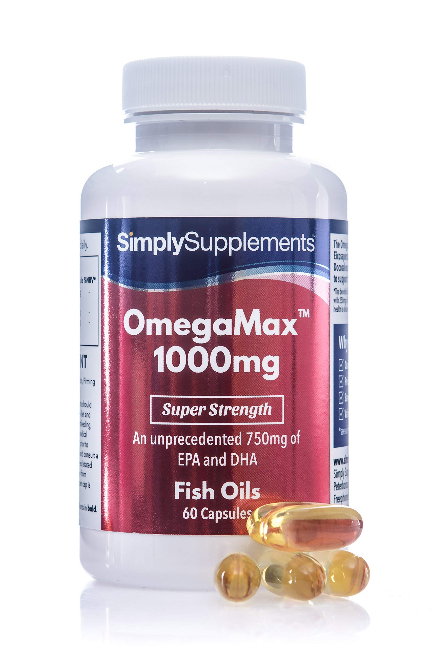 OmegaMax 1000mg | 60 Capsules | Super Strength | Essential Fatty Acids | Manufactured in the UK |