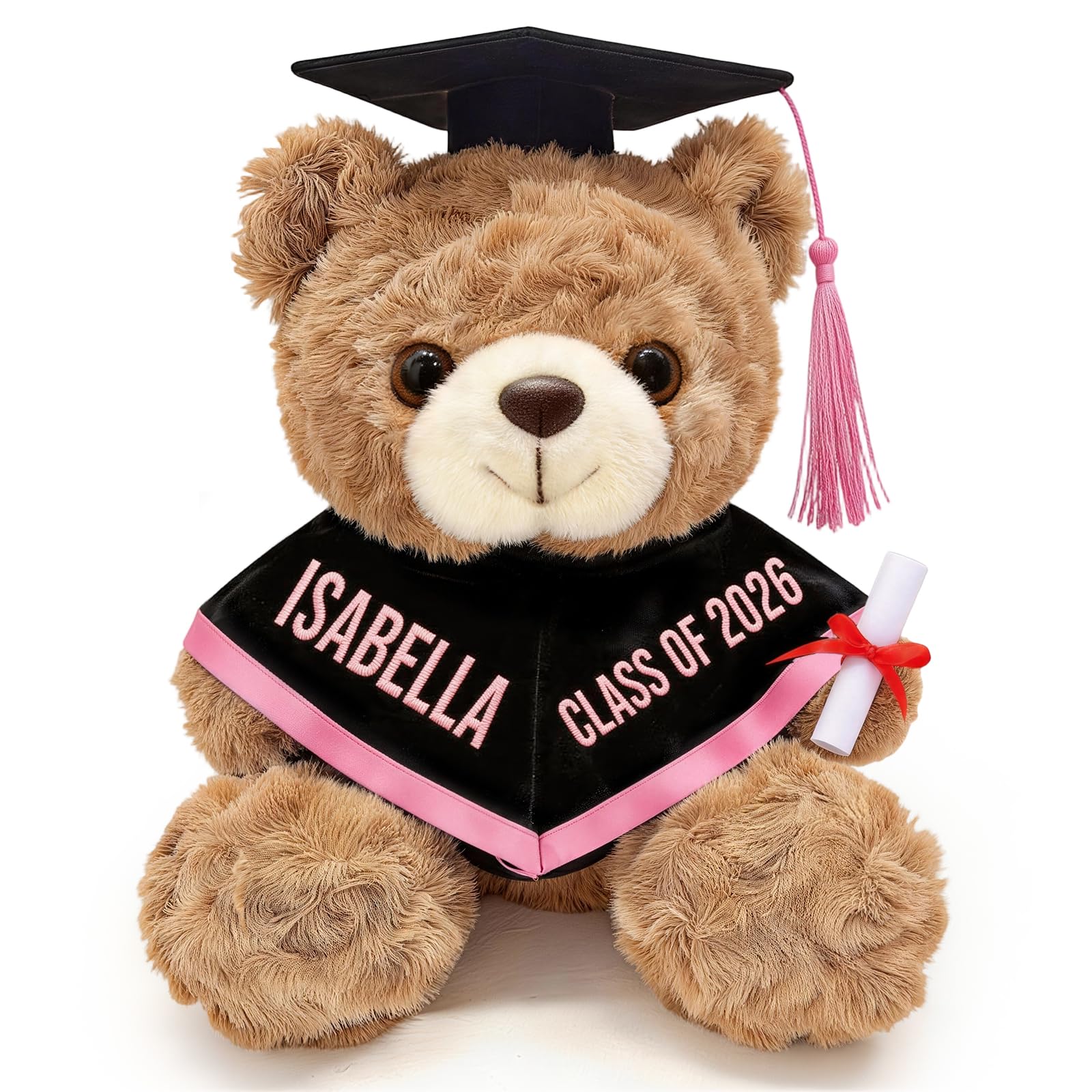 Personalized Graduation Teddy Bear Gift 2026, Custom Name Graduation Bear with Grad Cap Gown and Hand Letter, Cute Teddy Bears Stuffed Animal for College High and All Ages School Graduates 10 Inch