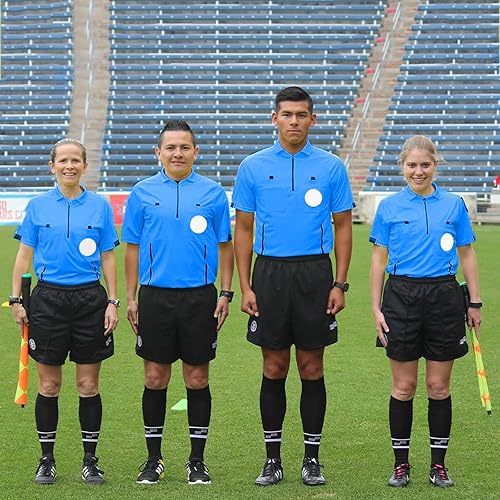 Miniatura 6 de Camiseta de árbitro de fútbol profesional, camiseta de manga corta, uniforme de árbitro con 3 piezas de repuesto redondo adhesivo de 3 pulgadas,