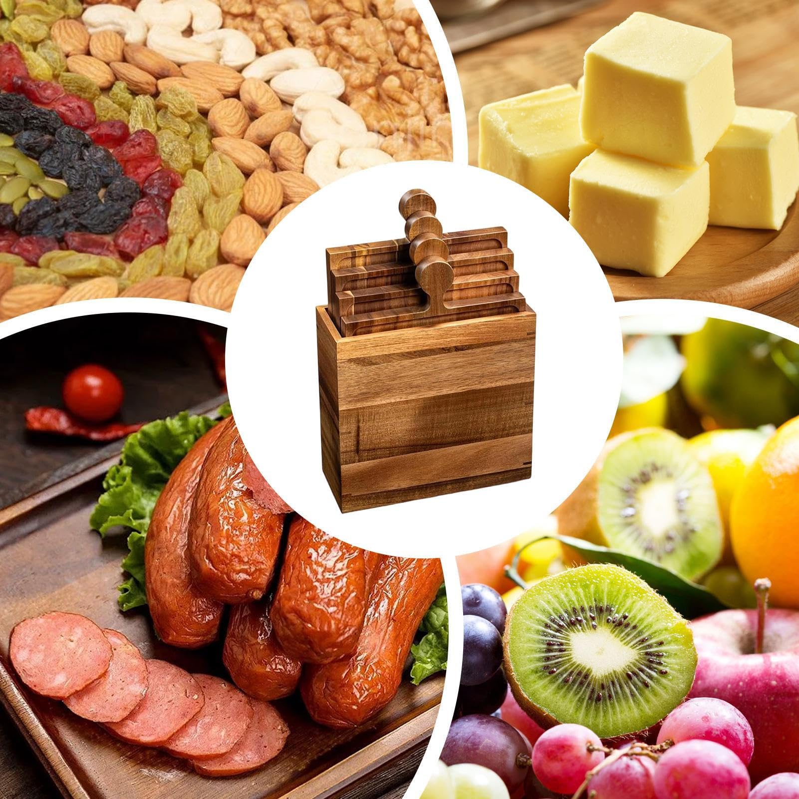 Bandejas para Servir Comida Juego De Presentación con Diseño De Puzzle | Tabla de Quesos y Embutidos con Asas para Comida Carne Fruta Snacks Postres Cocina Salon Mesa Buffet