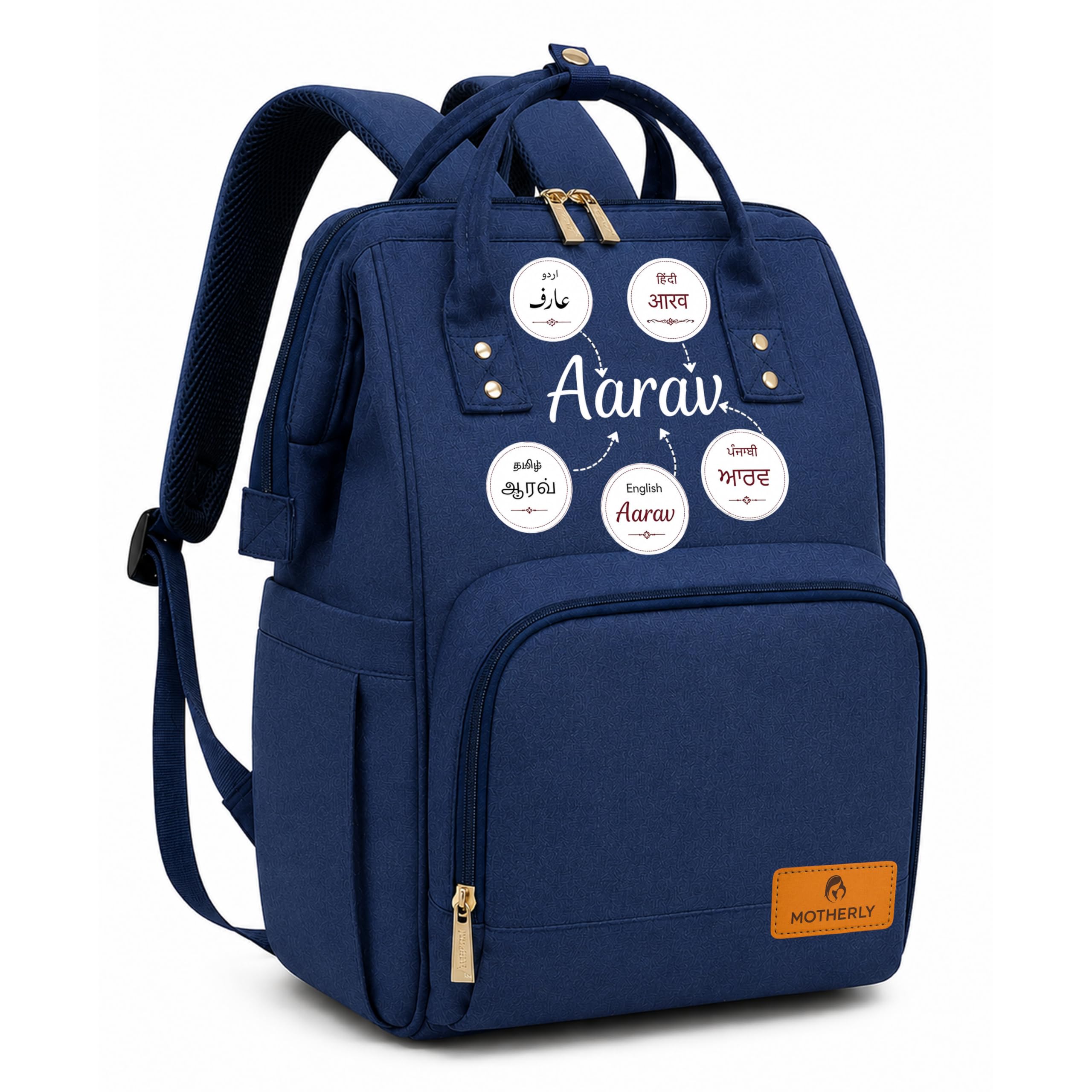 Motherly Crown Customized Melange Fabric Diaper Bag for Mothers for Travel with Warranty Spacious Diaper Bags for Mom Baby Bag for Mother Travel Maternity Bags for Mother and Baby - Blue-picture-29
