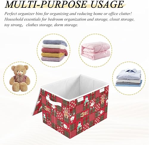 Miniatura 7 de senya Cestas de almacenamiento de Navidad plegables con tapas, cajas de almacenamiento de copos de nieve de Papá Noel de Navidad, cestas de ropa