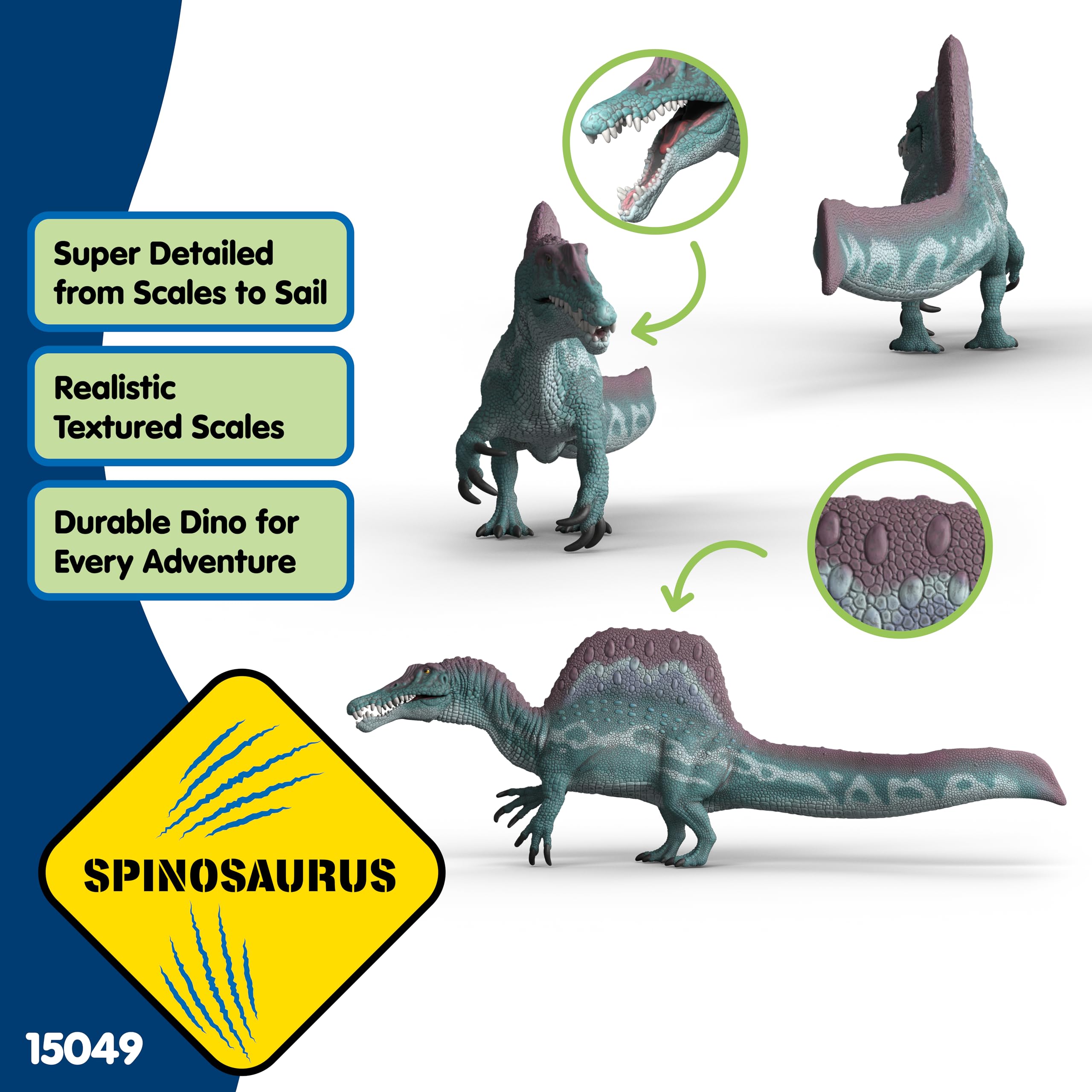 schleich Dinosaurs | Spinosaurus 15049 | Dinosaurio detallado con mandíbula móvil | Juguetes de Dinosaurio coleccionables | Regalo para niños | Juguetes Dino de 3 años | 33 x 12 x 6 cm