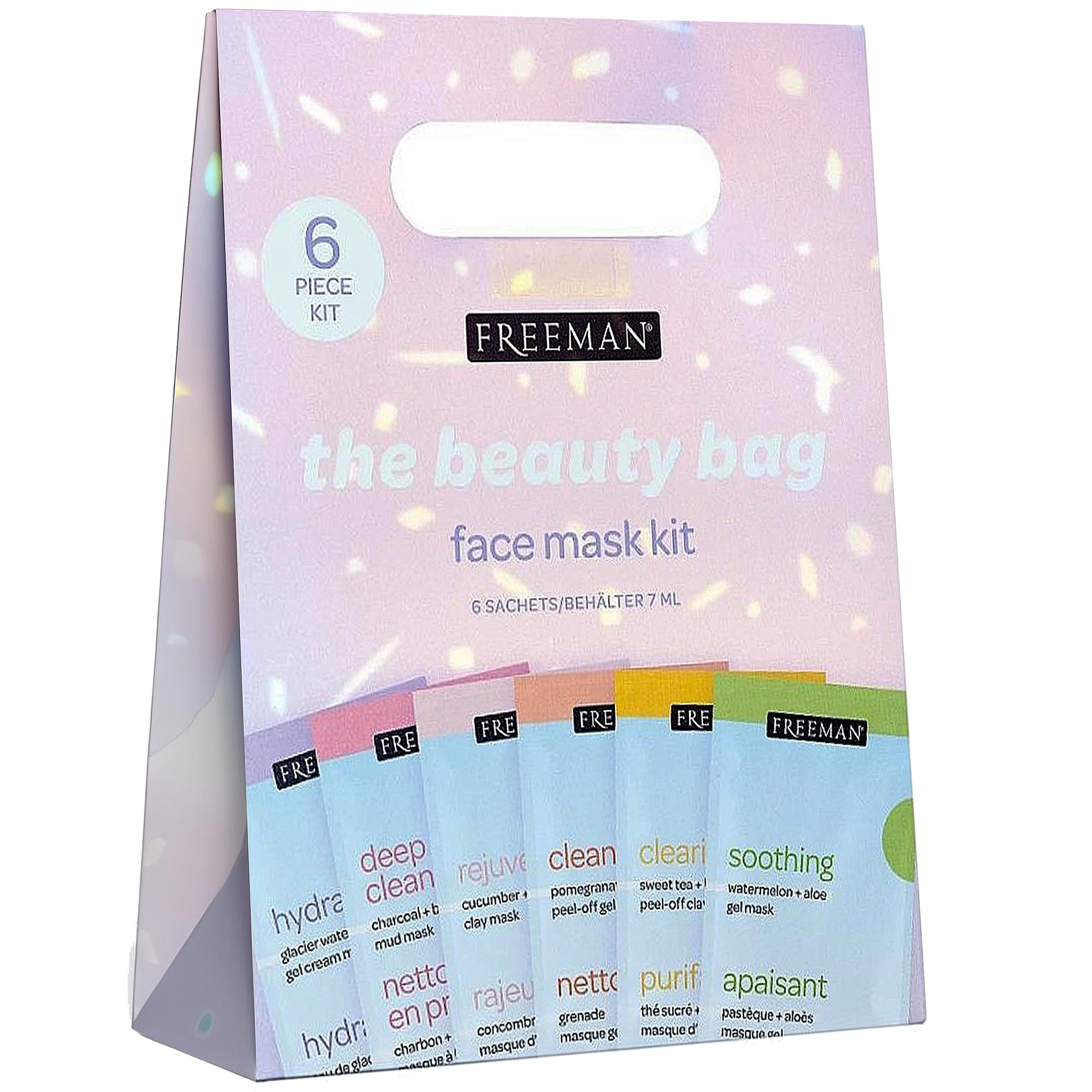 Freeman The Beauty Bag Face Mask Kit, 6 Piece Facial Mask Gift Set, Limited Edition Multi-Masking Kit for Fresh, Glowing Skin, Skin Care Gift for Her