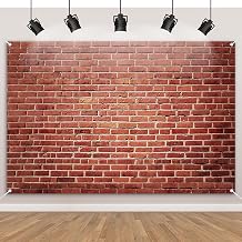 7x5ft Red Brick Wall Backdrop, Thickened Fabric Photography Background for Birthday Party Graduation Celebration, Realistic Brick Panel Backdrop Banner for Photo Booth Studio Prop
