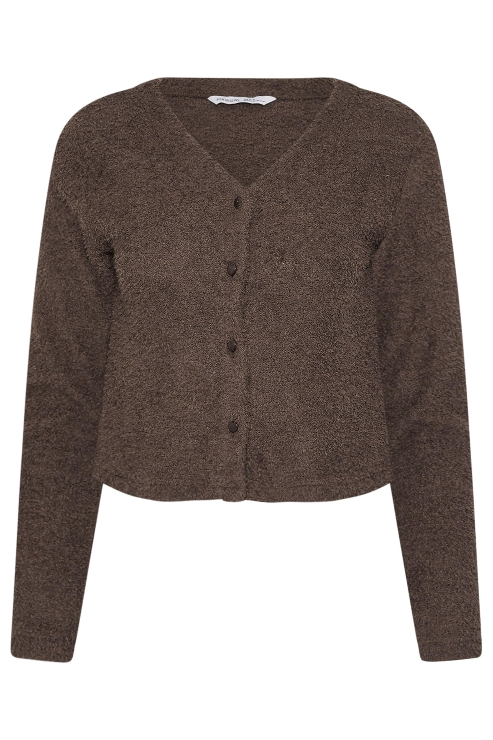 PixieGirl Petite Chocolate Brown Chenille Cardigan Petite