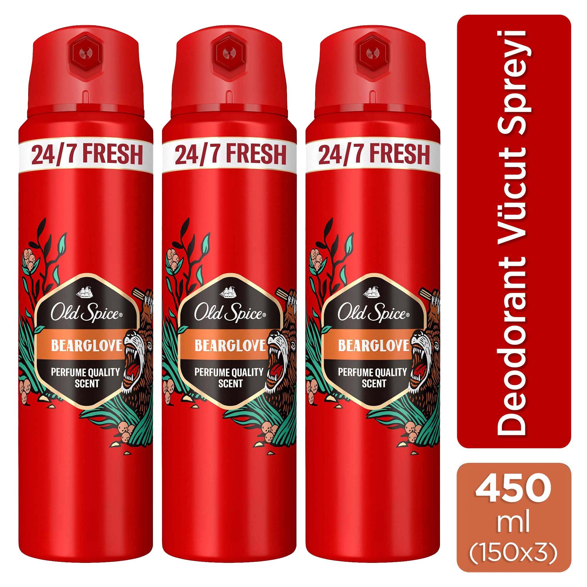 Old Spice Bearglove Erkek Sprey Vücut Deodorantı 150 ml 3lü paket
