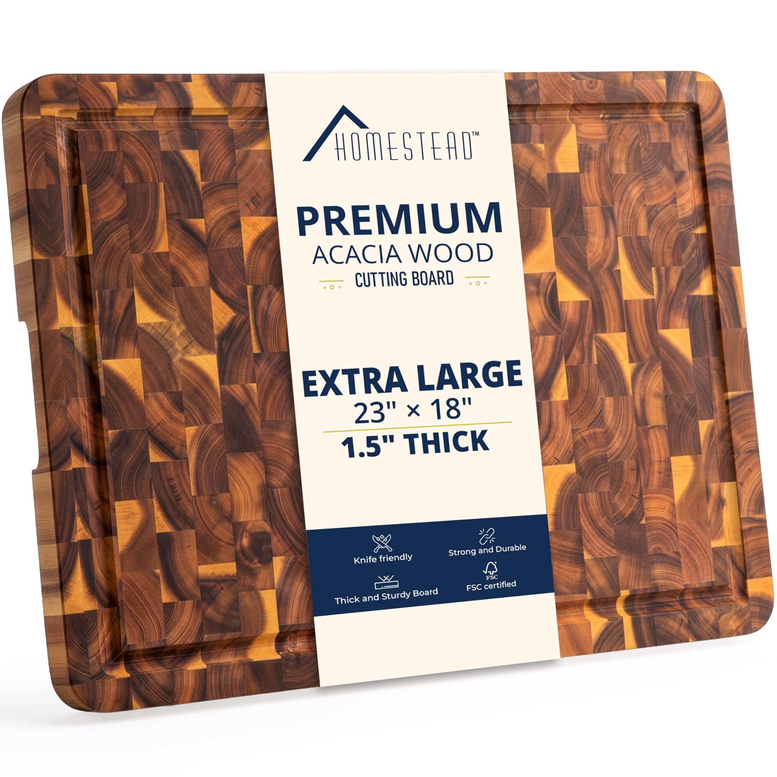 HOMESTEAD End Grain Acacia Cutting Board