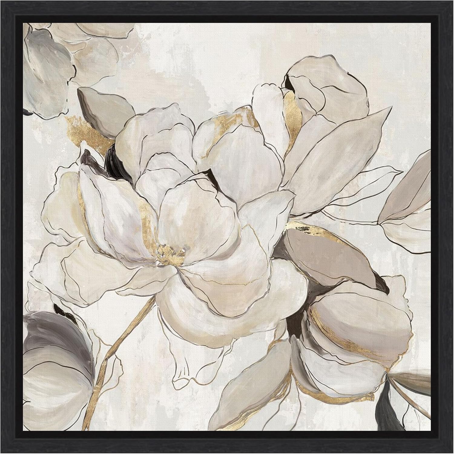 Amanti Art Framed Canvas Wall Art 30x30 Whispers of Blossoms I by Asia Jensen, Framed Wall Art Canvas, Flowers Artwork, Traditional Decor, Large Poster Painting for Living Room, Bedroom, Bathroom,