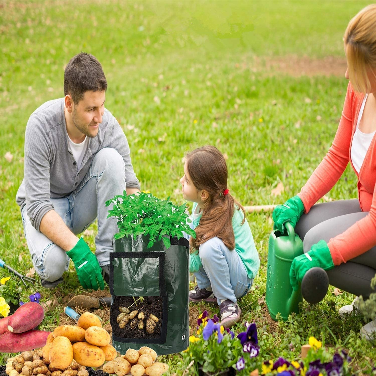 Bolsas de cultivo de patatas, macetas de cultivo de 7 galones para tomates y verduras, bolsas de bandeja de plantación con asas, bolsas duraderas para macetas de jardín