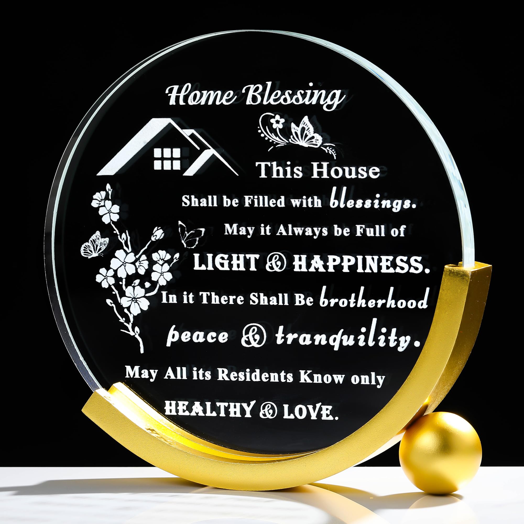 Qianwei House Warming Gifts New home Crystal House Warming Gifts for New House New Home Gift Ideas for Couple Bless This Home Plaque Keepsake House warming Presents New Apartment Gift