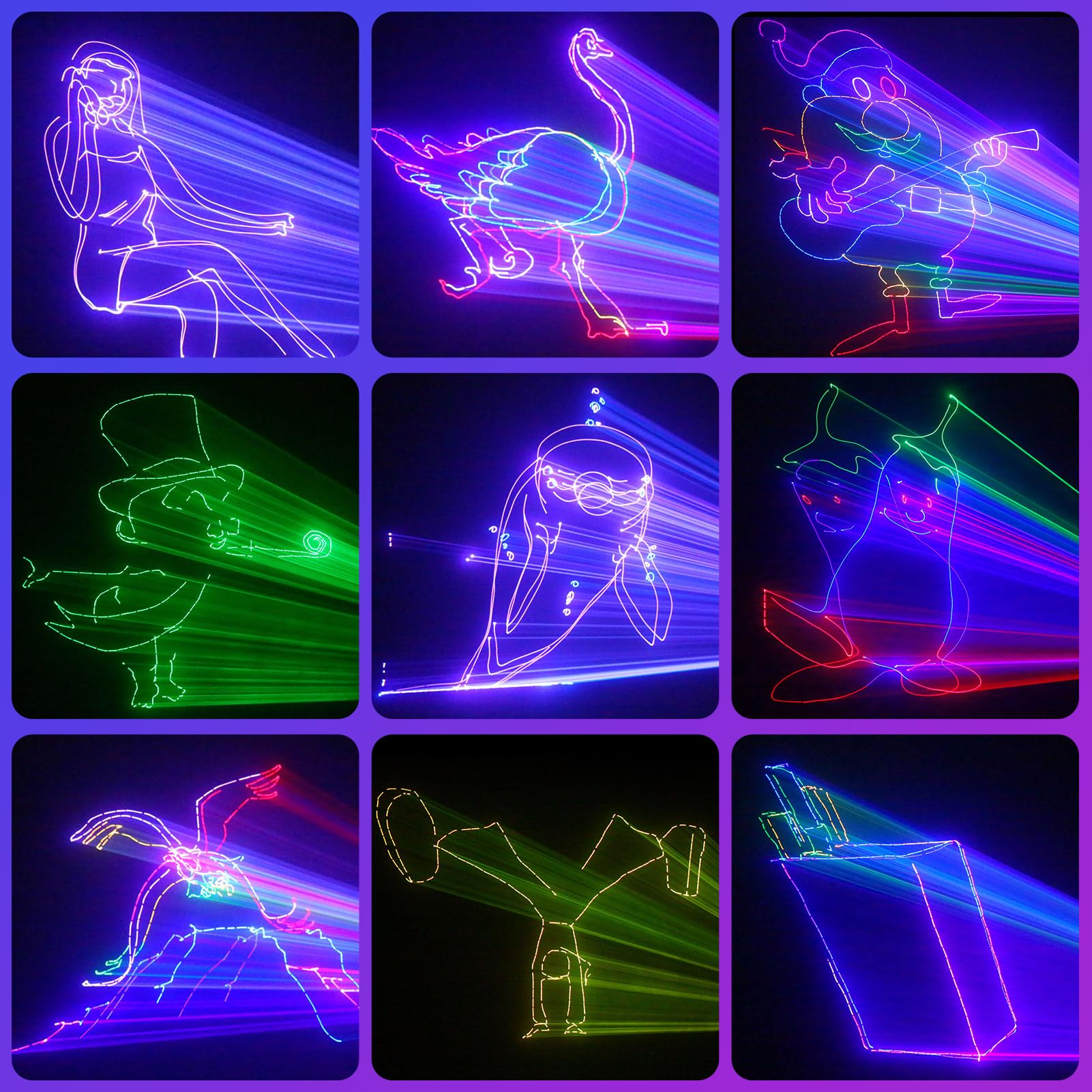 YIKANWEN Professionelle DJ Partybeleuchtung - 170+ 3D RGB Animationsscheinwerfer, soundaktiviert & DMX512, App-steuerung für Bühnenshows, Club-Disco