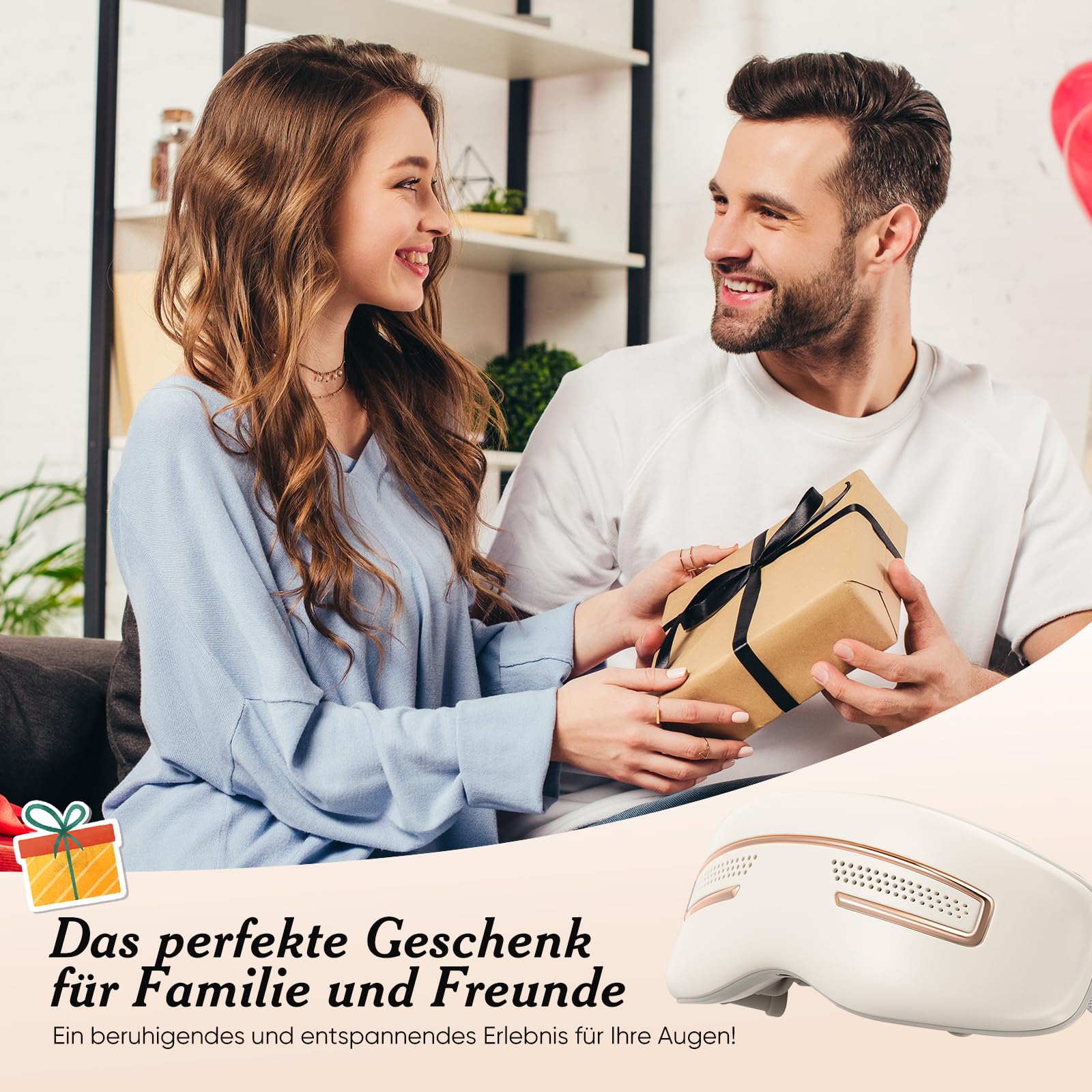 Augenmassagegerät mit Heiß und Kältetherapie, migräne kühlmaske mit Massage und Bluetoothe, Augen Massagegerät Augenmaske für strapazierte/trockenen Augen/Augenringe,Geschenke für Männer Frauen