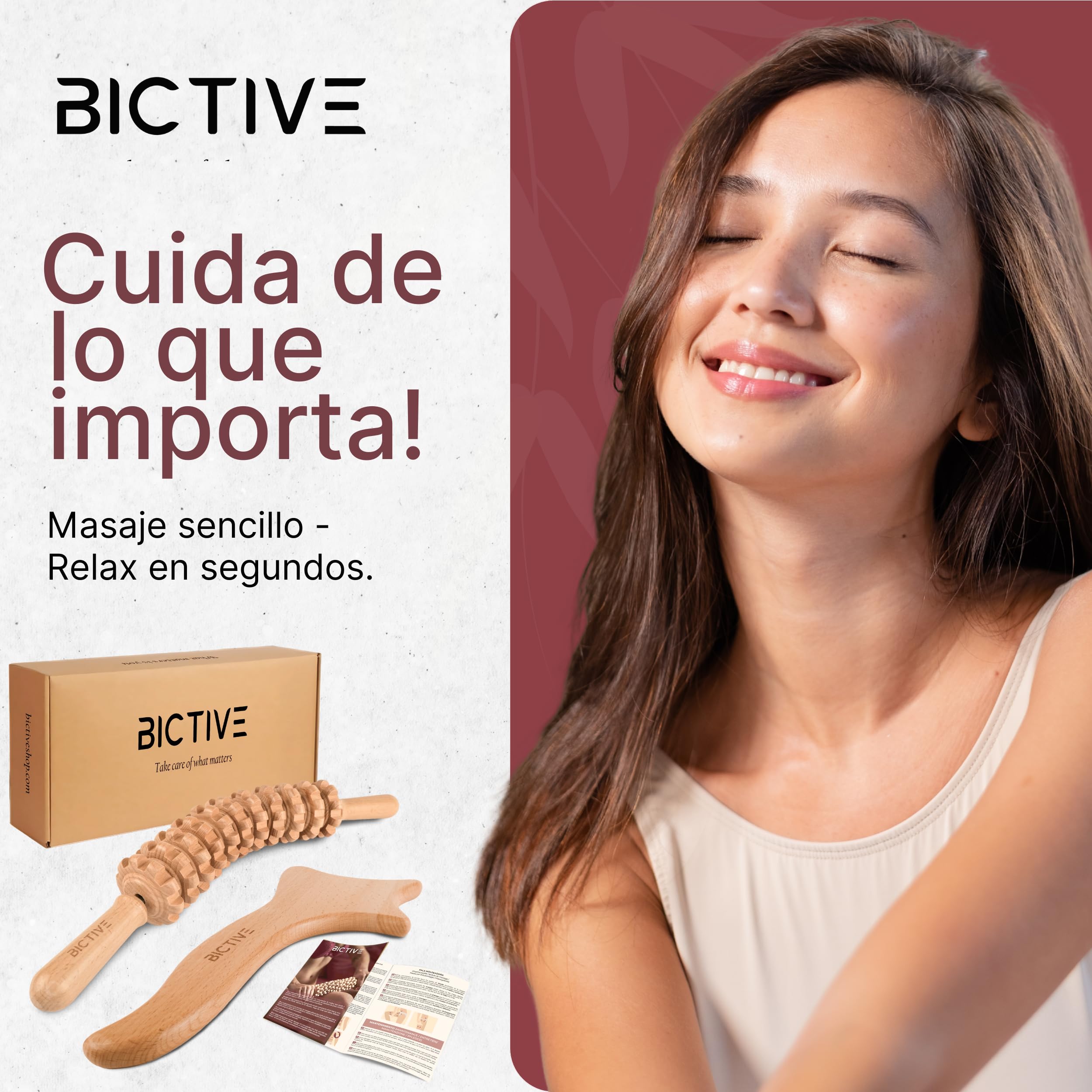Kit Rodillo Curvo y Tabla de Drenaje Linfatico de Maderoterapia Calidad Profesional. Masajeador Anticelulitico Reductor, Rodillo de Madera para Masaje de Piernas, Abdomen, Corporal Celulitis